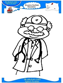 Çocuklar İçin Doktor Boyama Sayfaları 